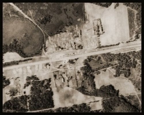 Aerial photo of the camp, around 1943-1944 (photograph United States Holocaust Memorial Museum).